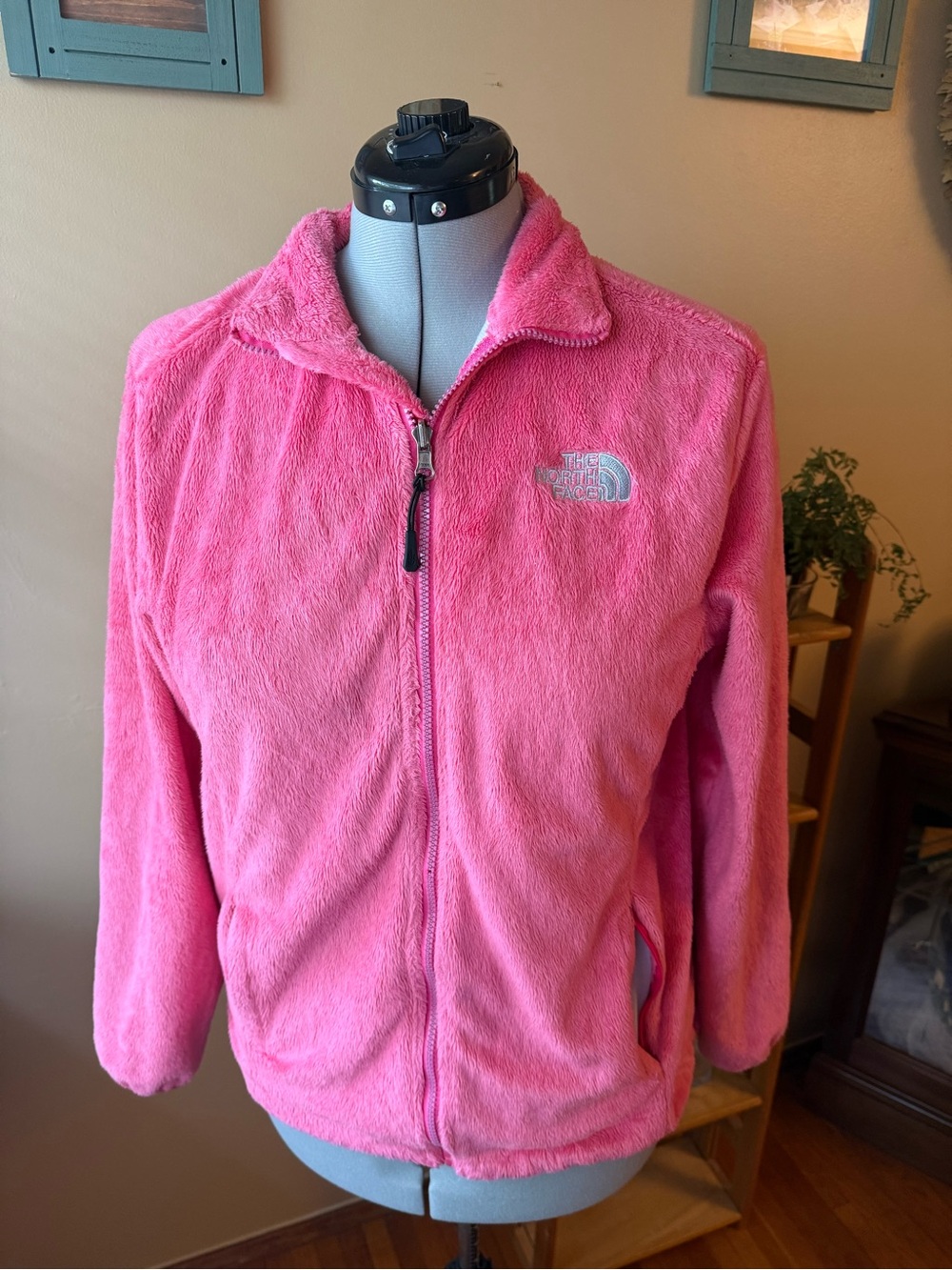 The North Face women’s Pink Plush Fleece Full-Zip Jacket